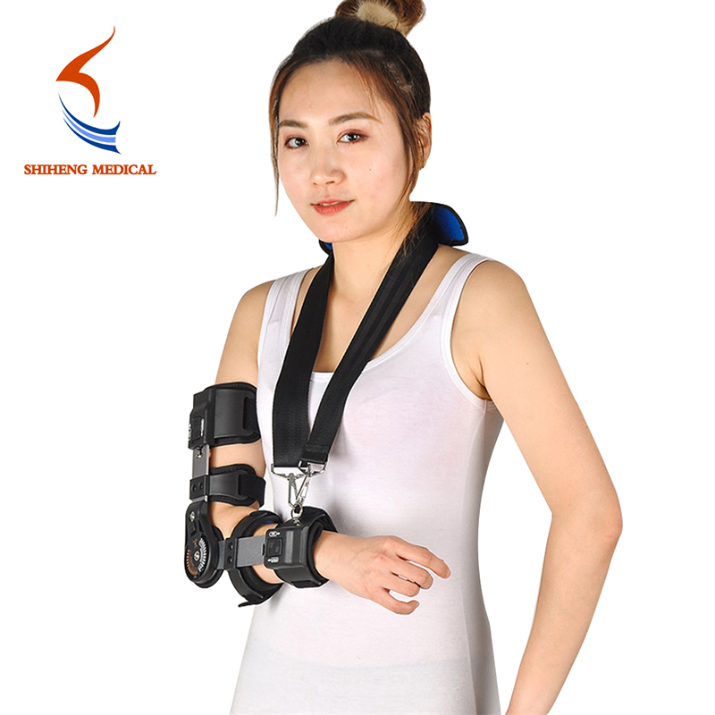Adjustable elbow hinged brace